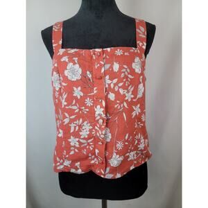Gianni Bini Blake Cropped Floral Bloomcore Linen Blend Smocked Back Tank Top 12